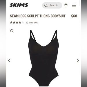 Brand new, never worn Skims SCULPTING THONG BODYSUIT | ONYX